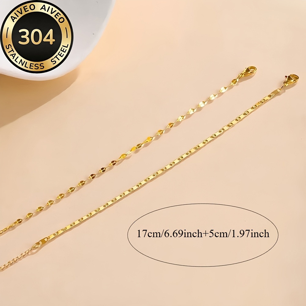 2pcs Golden Stackable Bracelets, Hypoallergenic Stainless Steel