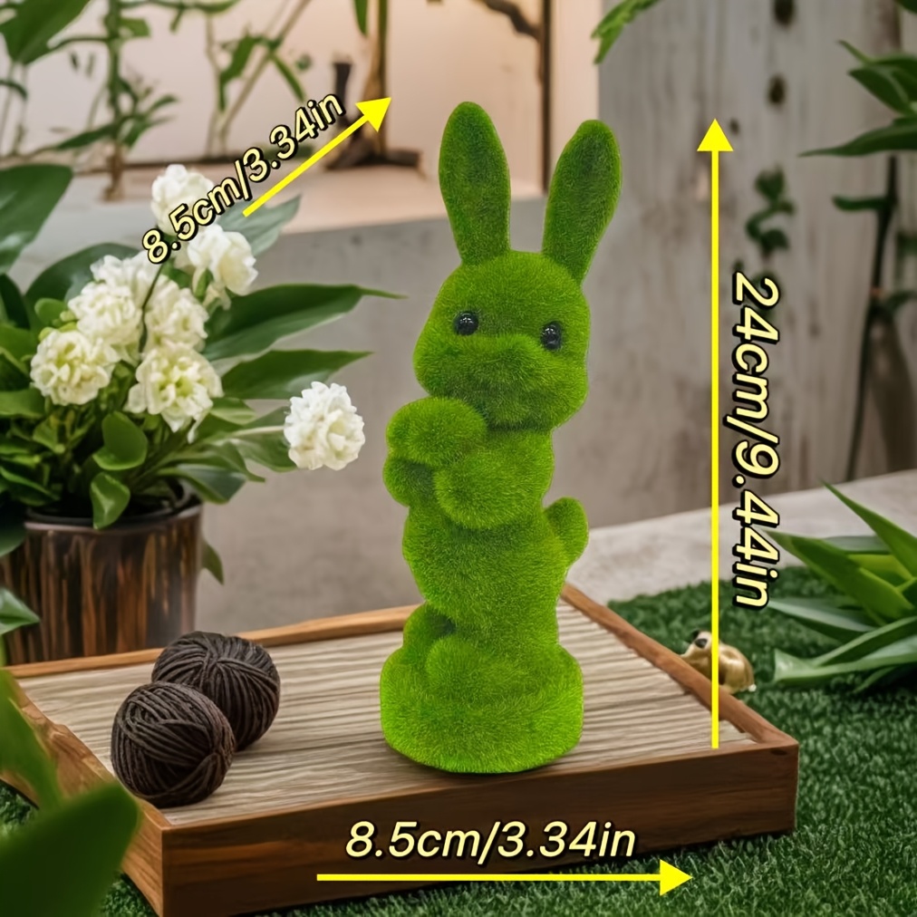 New 2026 Easter Bunny Decoration - Realistic Moss-covered Rabbit Figure With Simulated Moss, Nylon Spring Table Centerpiece For Easter Eggs Hunt, Cute Rabbit Figurine For Décor (love & Symbol)
