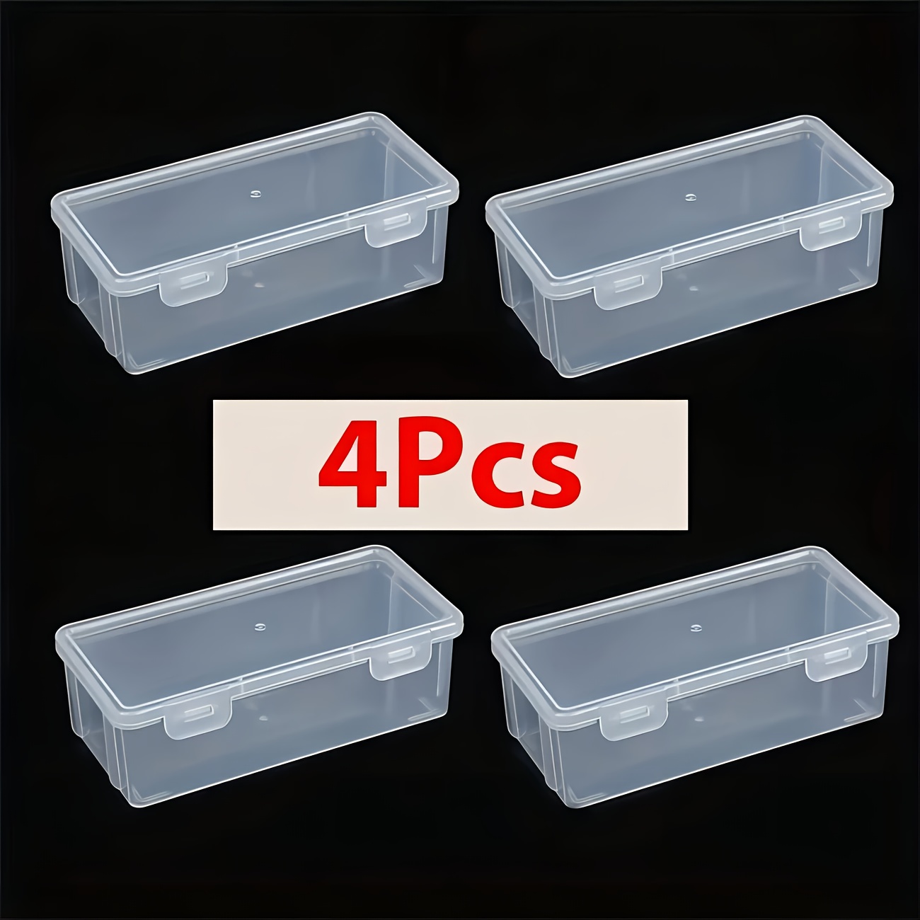 TEMU 4pcs Large Transparent Plastic Storage Box - Suitable For Pens, Pencils And Markers, Transparent Oil Pastels And Crayons Storage Empty Box,