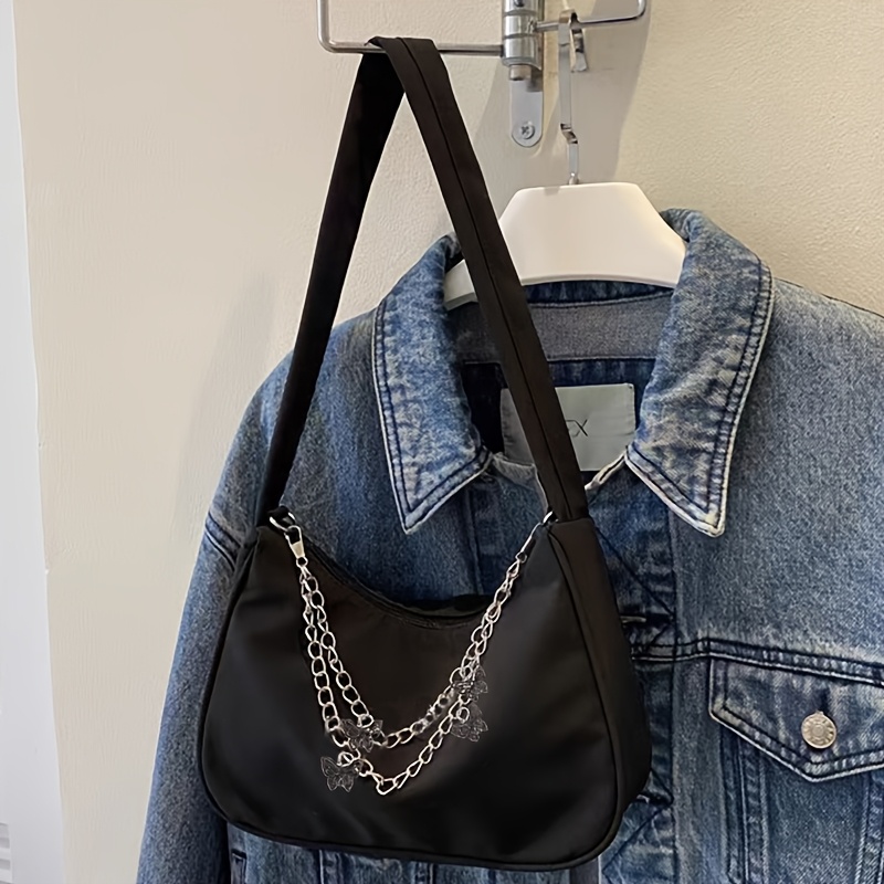 E-shop Neutrale quadratische Tasche, neue modische Nylontasche für Herren Damen, Stofftasche, Schmetterlingskette, leichte vielseitige Umhängetasche
