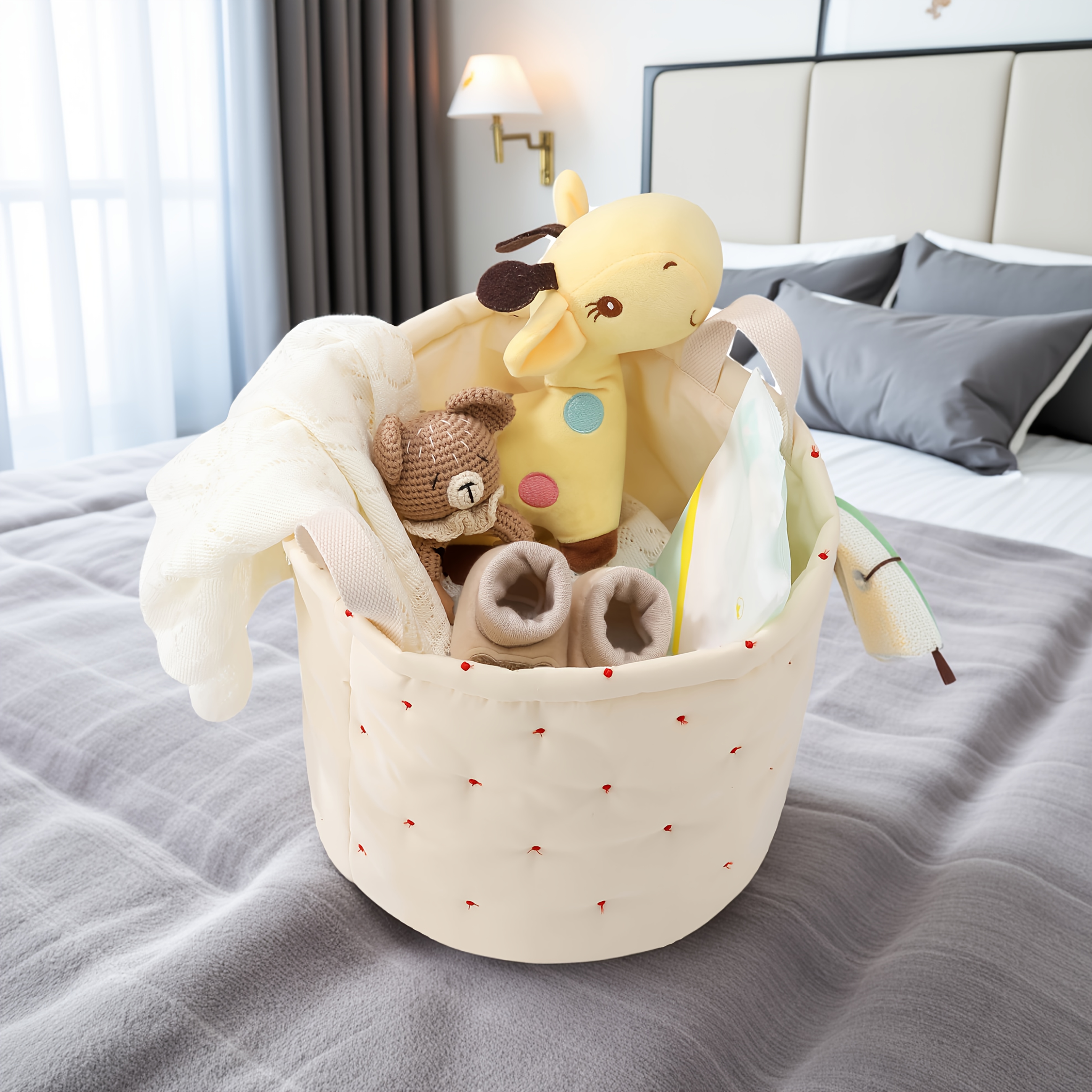 Black Cat Floral Foldable Storage Basket With Handles - Organizer For Girls Room, Toys & Clothes