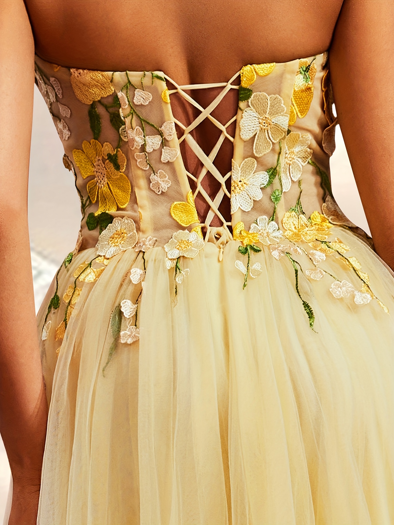 a womens strapless floral decorated mesh evening gown - Temu United Arab  Emirates