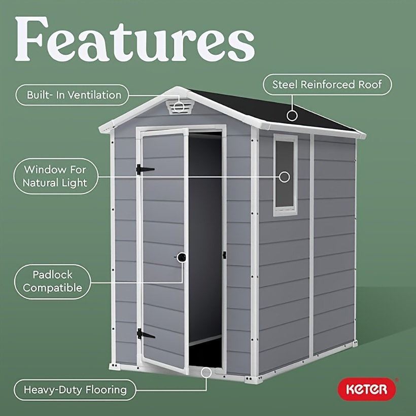 4x6 Resin Outdoor Storage Shed Kit Patio - Temu