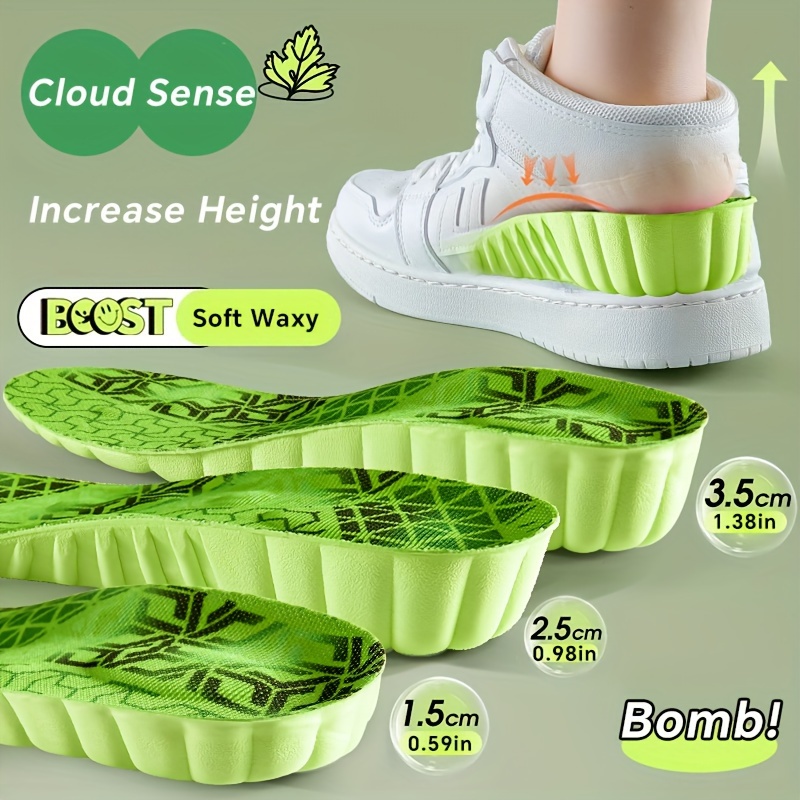 

Tpu Heel Lift Insoles - 1 Pair Of Comfortable Height Increase Cushions & Cups, Anti-odor Mugwort Booster Pad For Men And Women, Invisible 1.5cm To 3.5cm Elevator Shoe Inserts