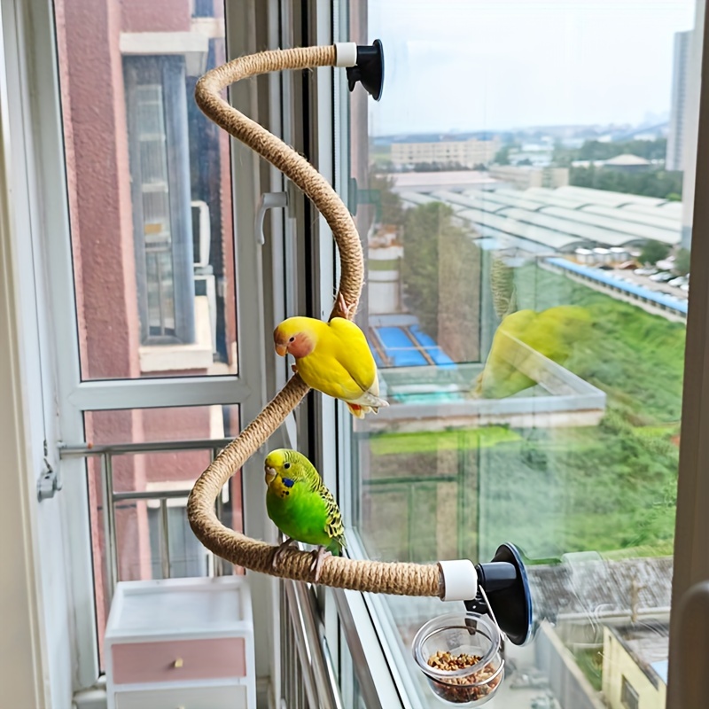 

Flexible Rope Bird Perch With Suction Cups, 1pc - Bird Cage Accessory For Parrots And Small Birds, Bendable Hemp Rope Stand, Parrot Climbing Ladder Perch For Glass Windows, Tiles, And Smooth Surfaces