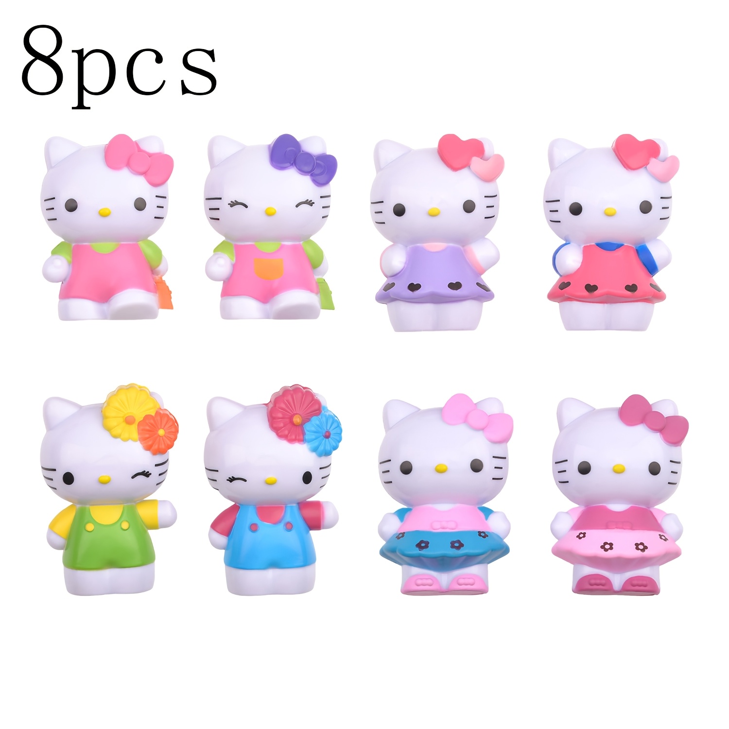 TEMU 8pcs Set Of Hello Kitty Mini Desktop Ornaments - Creative Pvc Home, Office, And Car Decorations | Perfect Gifts For Birthdays, Christmas,
