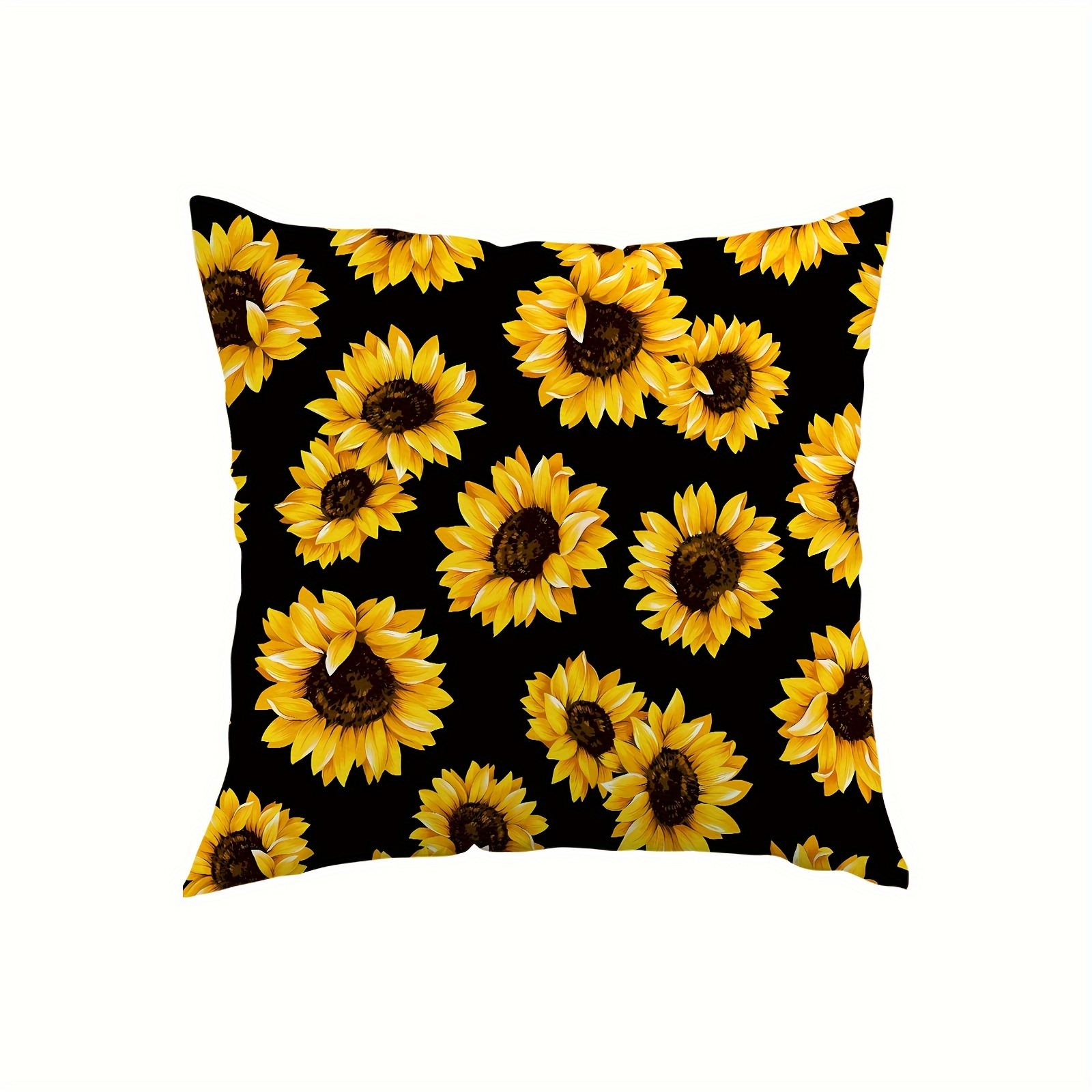 

Sunflower Plush Throw Pillow Cover 18x18 Inches - Zippered, Single-sided Print, Sofa & Bedroom Decor, Machine Washable