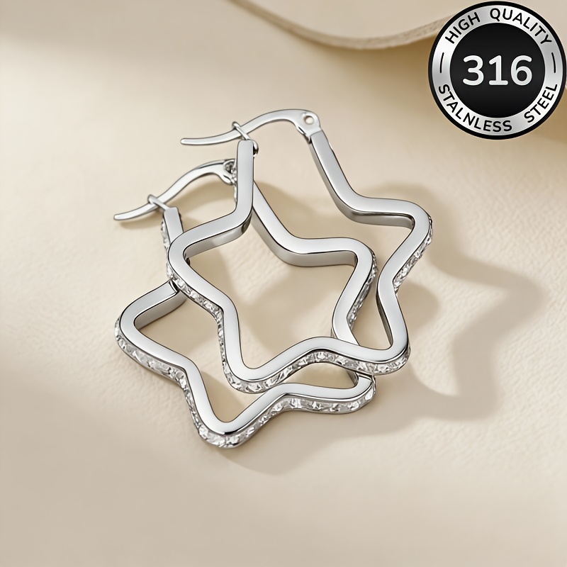 E-shop Premium Hypoallergene Edelstahl Zirkonia Eingelegte Goldene Stern Ohrringe, 18K Vergoldenet, Farbecht, Vielseitig Elegante, & Party, Perfektes