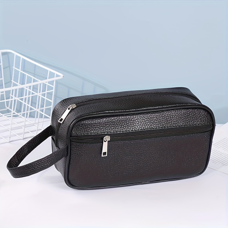 TEMU Trendy Men's Business Handbag Wrist Bag, Portable Travel Wash Storage Bag, Casual For Going Out, 2 Sizes