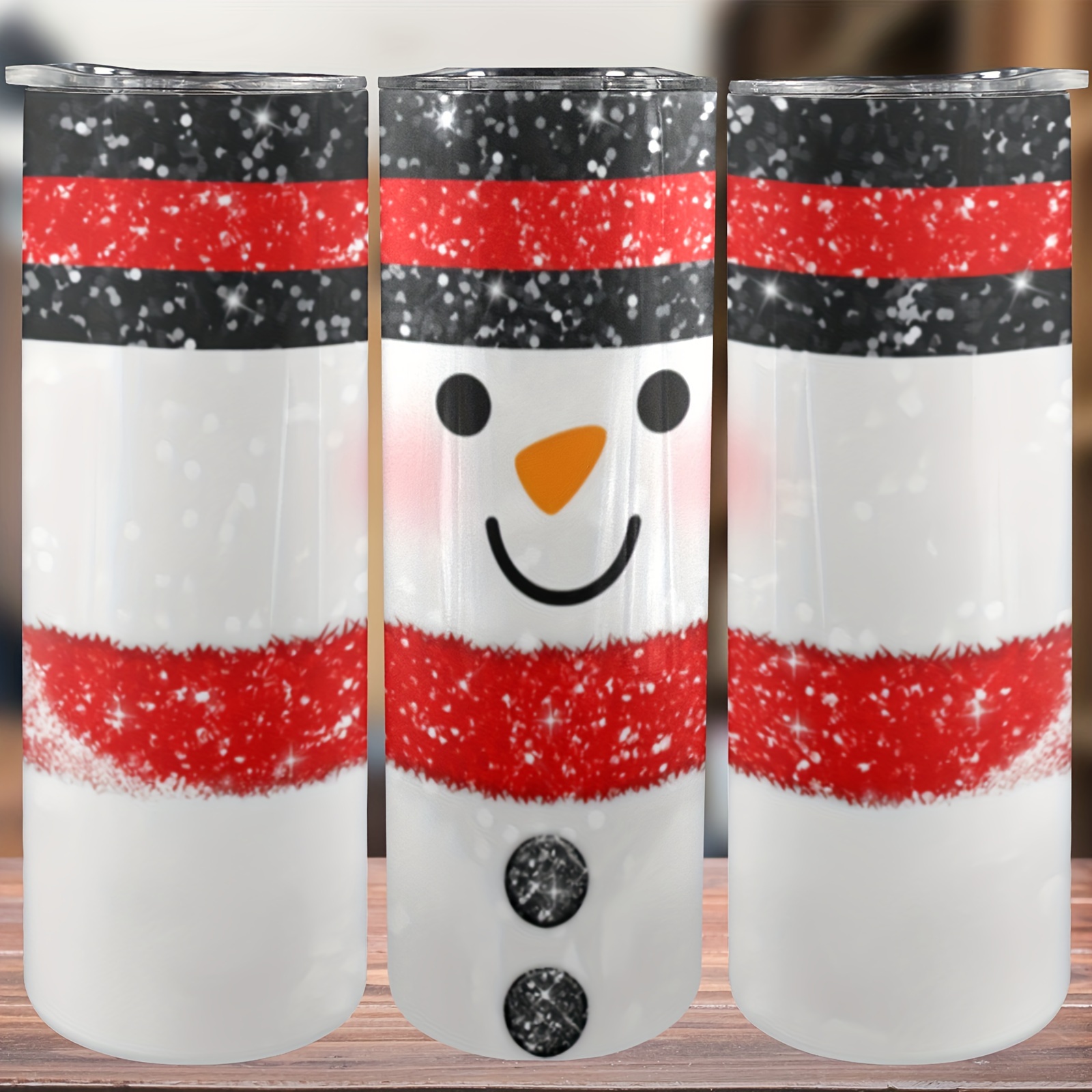 

Festive 20oz Snowman Tumbler: Insulated Travel Coffee Mug With Lid And Stainless Steel Straw - Perfect For Christmas Presents