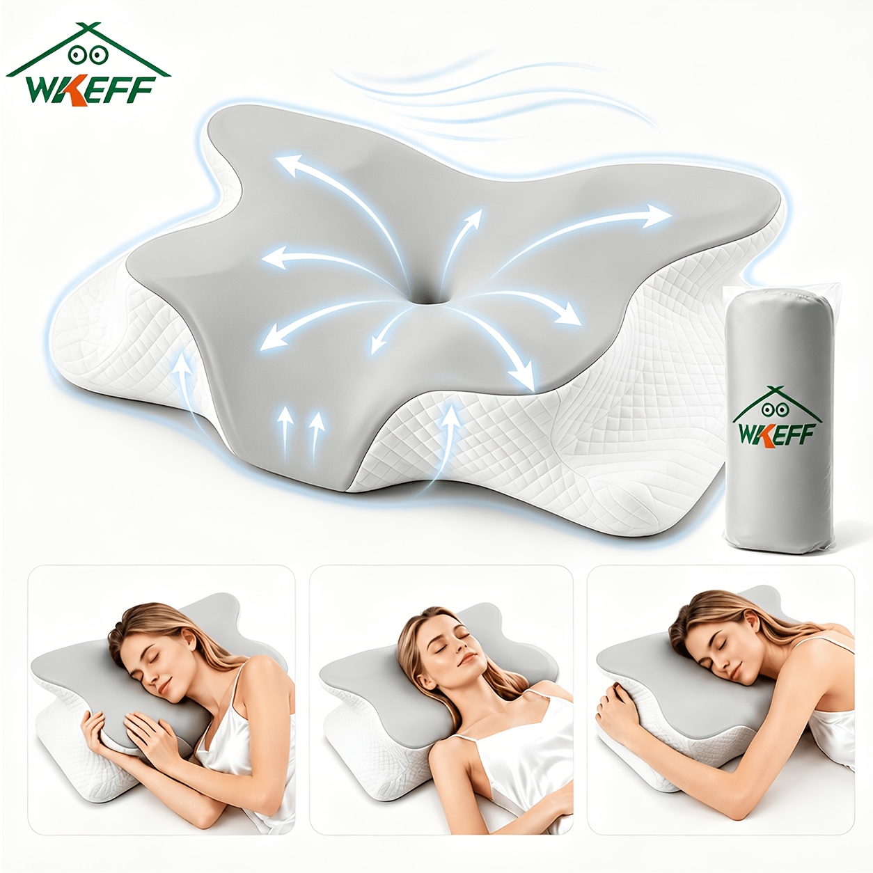 1pc Foam Pillow - Ergonomic Cervical, Slow Rebound, Relaxation Neck Pillow, Bedding For Back And Side Sleeping, Machine Washable Pillowcase