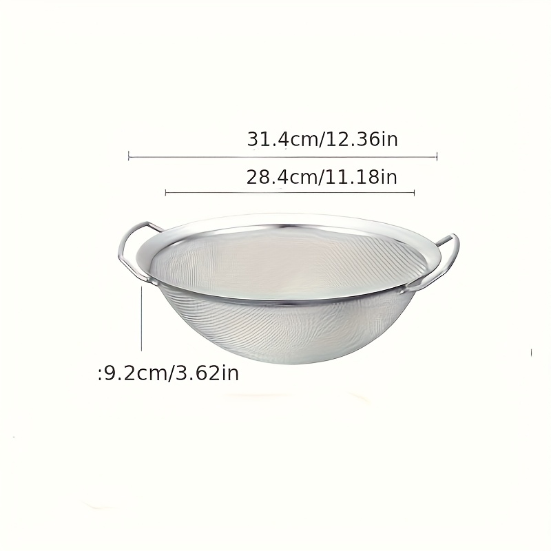 Shaon 1pc High Stainless Steel Kitchen Strainer With Double Handle - Durable Fruit And Vegetable Strainer For Washing And Draining, Ideal For Home Dining