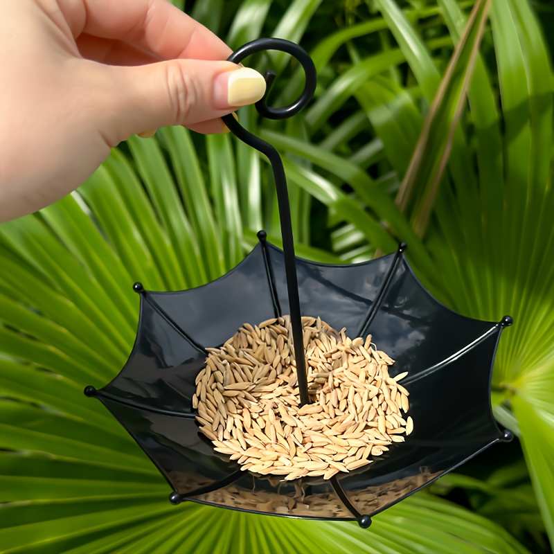 Image of 1pc Fun Garden Decor Pendant, Umbelliferous Resin Material Umbrella-shaped Bird Feeder, Outdoor Hanging Bird Bath And Feeding Bowl, Decorative Accessory