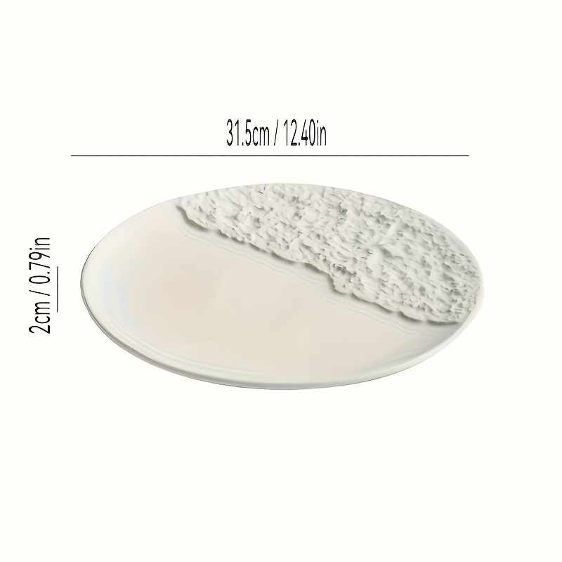 4pcs Elegant Ceramic Dinner Plates with Rock Texture - Textured Round Plate Suitable for Family Dining, Restaurants, Weddings & Gifts - Durable Ceramic Plates for Main Course Presentation, Table Setting