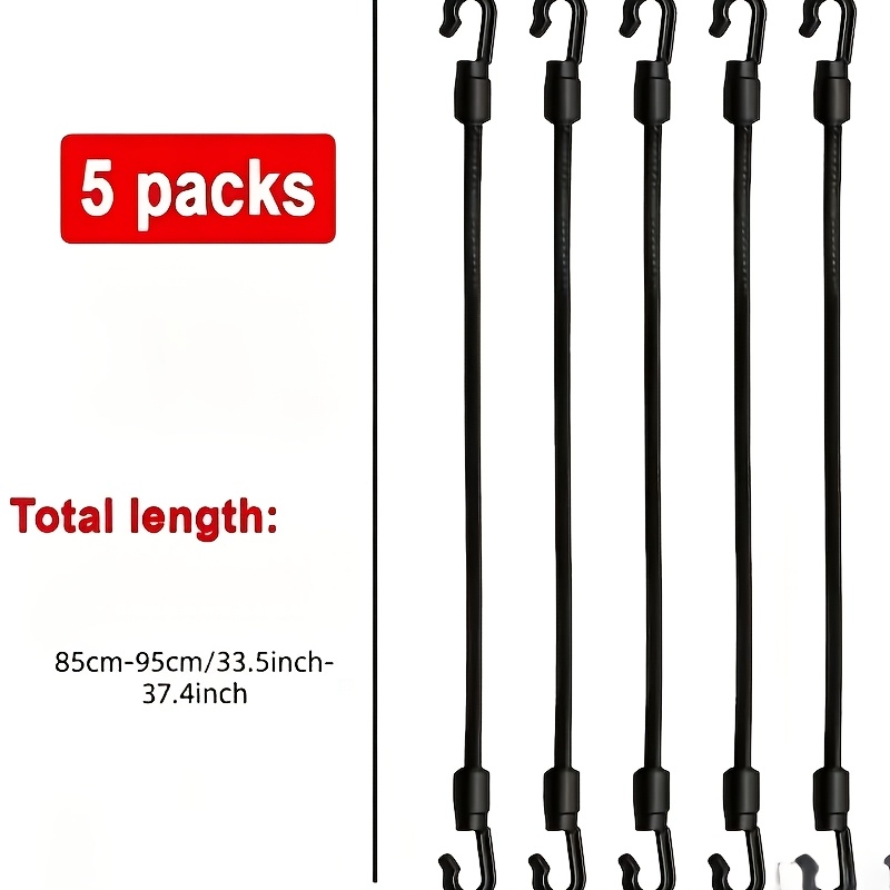 Temu – TEMU 5pcs Heavy-duty Elastic Ropes With Hooks And Straps – Adjustable Multifunctional For Home, Travel, And Camping Gear, Durable, Plastic Material,