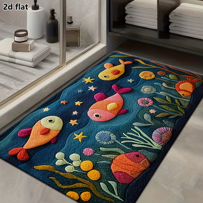 TEMU 2d Flat, 2d Flat Design, 1pc Rectangular Bath Mat Featuring A 2d And , Made From Microfiber. Mat Is Perfect For Decorating Bathrooms, Living