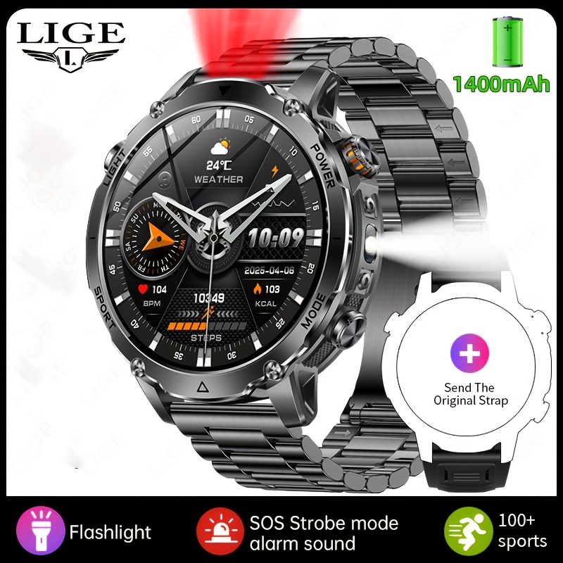 Image of Lige Watch, 120 , 1400mah Large-capacity Battery, Wireless Calling, Two-color Led Flashlight, 200+ Watch Faces, , Compatible With Iphone And , Fitness Watch, Watch, Birthday Gift
