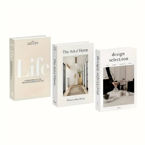 minimalist book set of three fashionable decor books realistic bookshelf ornaments photo props