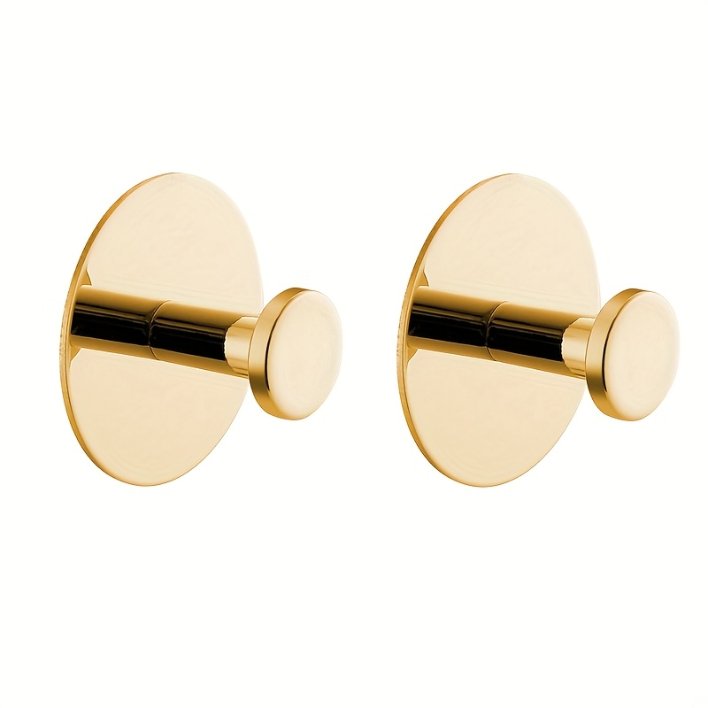 Image of 2pcs Stainless Steel Hook No Punching Self-adhesive Hook Bathroom Kitchen Matching Metal Hook Behind The Door Entrance Door Key Rack, Utility Hooks