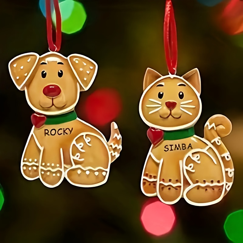 

Charming Resin Cat & Dog Ornaments - Perfect For Christmas Tree, Fireplace Decor | Versatile Holiday Hanging Decorations