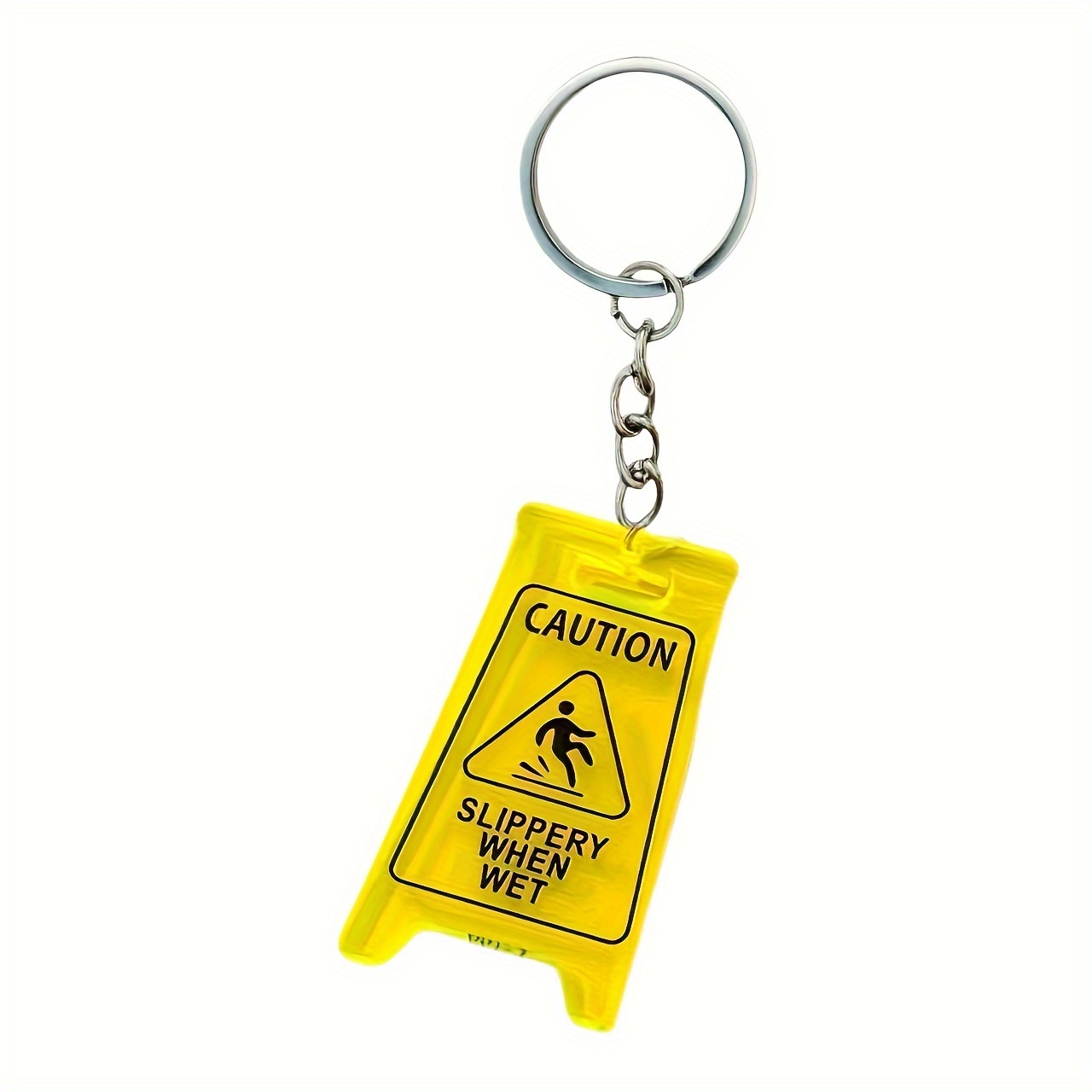 

Caution Slippery When Wet Sign Acrylic Keychain, Fashionable Key Ring With Ring Buckle For Ladies, Decorative Backpack Accessory, Ideal Birthday Gift - Single Piece