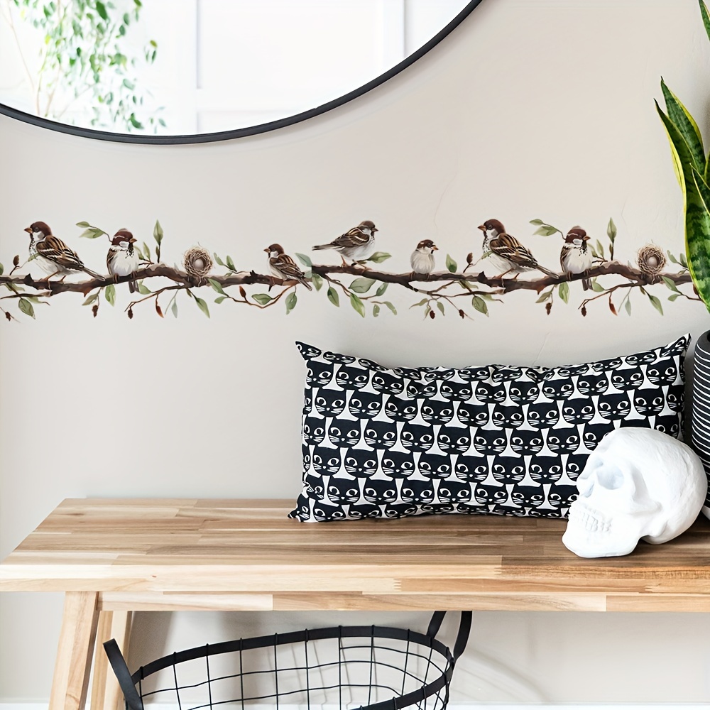 Wall Stickers For Home Decor Featuring Branches And Small Birds, Suitable For Bedrooms, Living Rooms, , And Dorms