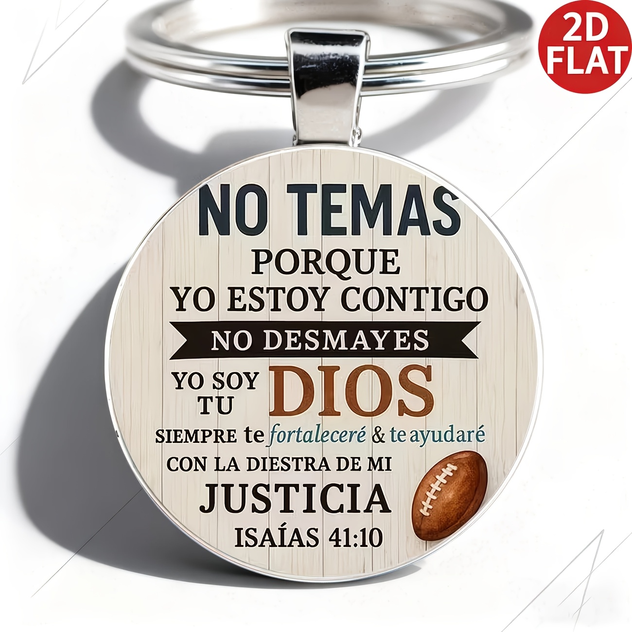 TEMU Regalo de Navidad, Llavero 2D para hombre de aleación y cristal con escritura bíblica española 41:10 (Chino/No , porque contigo) - para expresar