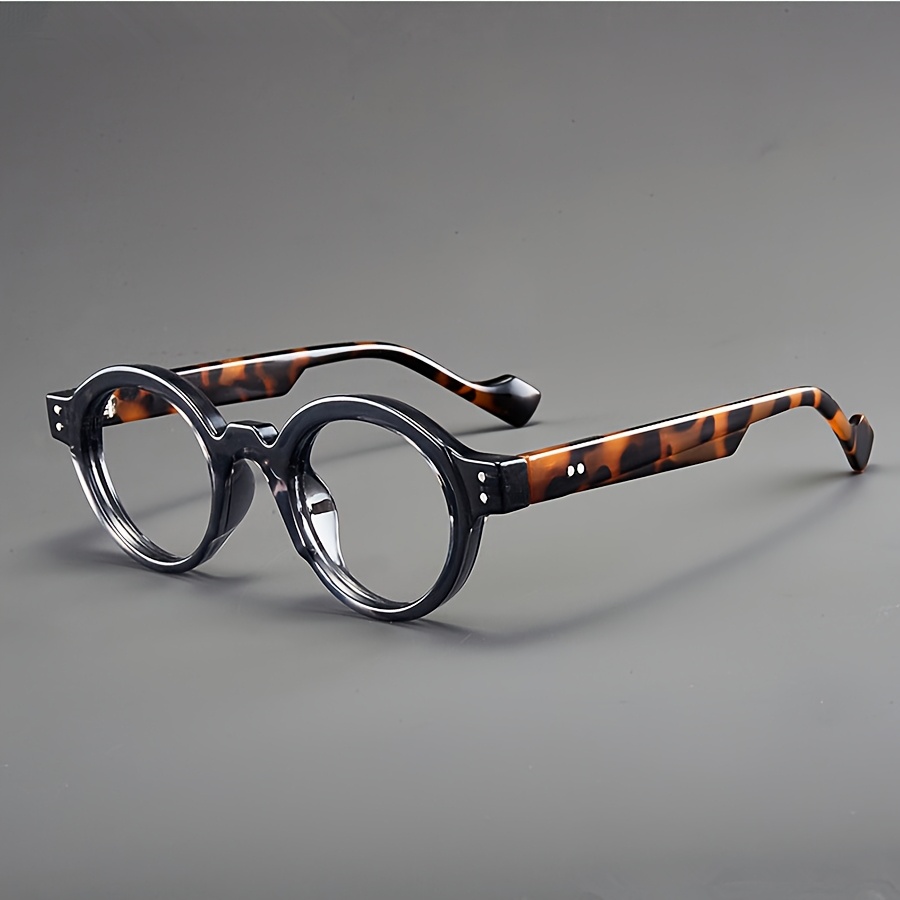 Image of Clog Vintage Round Frame Non- Glasses, Fashion Eyewear With Tortoiseshell Accents, Full Rim Pc Lens & Frame, Decorative Spectacles For Computer Gaming - Valentine's Day & Spring Festival Gift