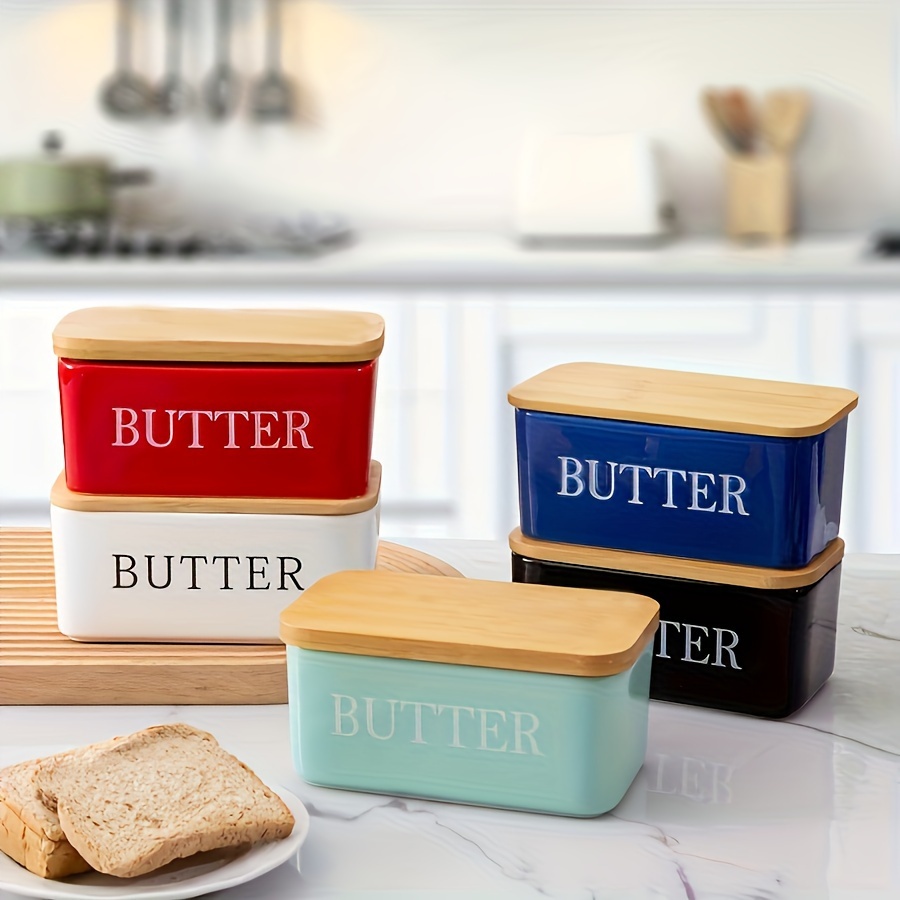 

20oz Ceramic Butter Dish Set With Bamboo Lid - Large Capacity, Perfect For Kitchen & Restaurant Use, Ideal Mother's Day Gift