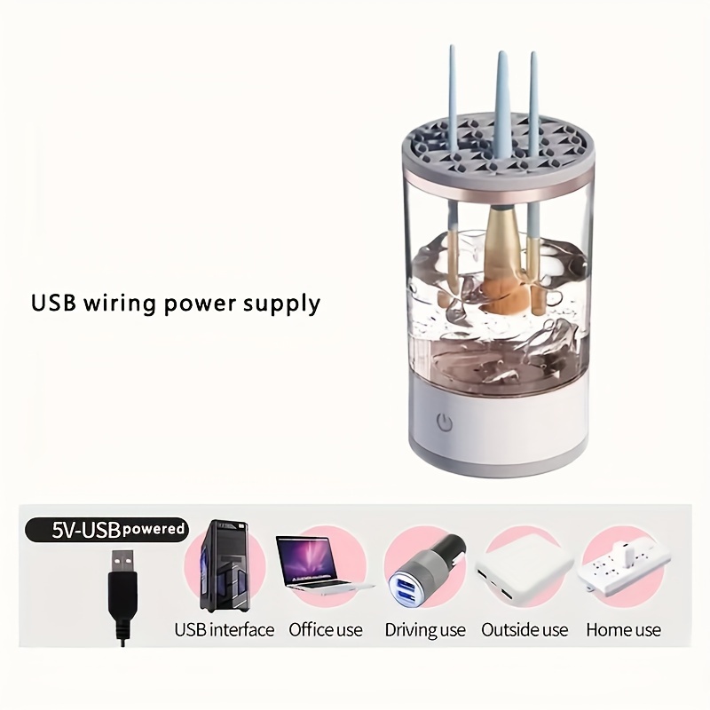 1pc usb plug portable electric makeup brush cleaner with rubber makeup machine electric usb quick cleaner cleaning brush collar brush details 0