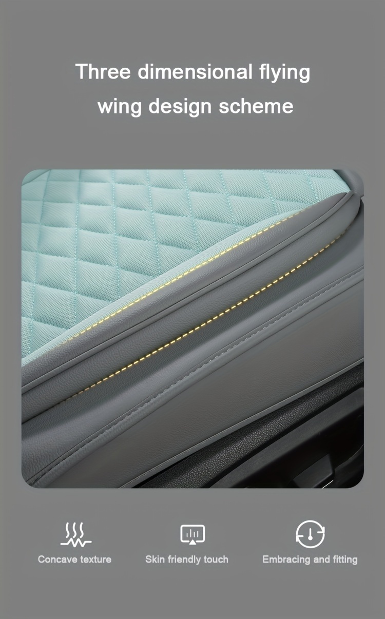 for beige gray quilted car seat cover cartoon design full coverage leather mesh fabric 1 seat five seat option stylish comfortable car seat protector quilted design luxury fee Product details 5