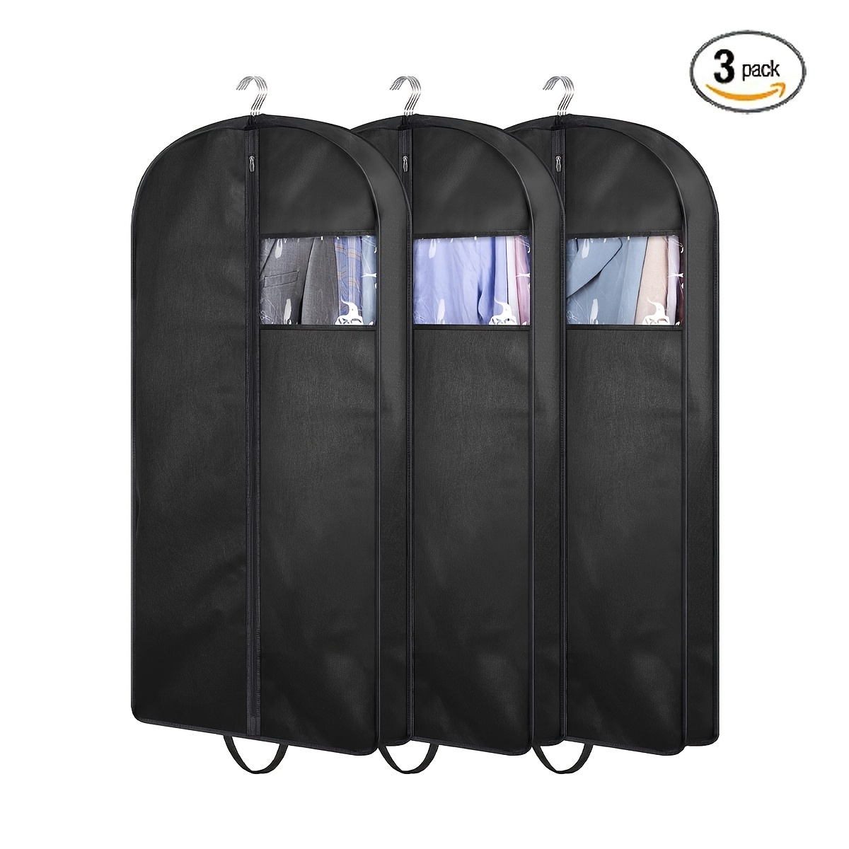 

3pcs, Clothing Storage Bag For Wardrobe Hanging And Travel, Large Capacity Clothing Protective Cover For Clothes, Coats, Jackets, Shirts