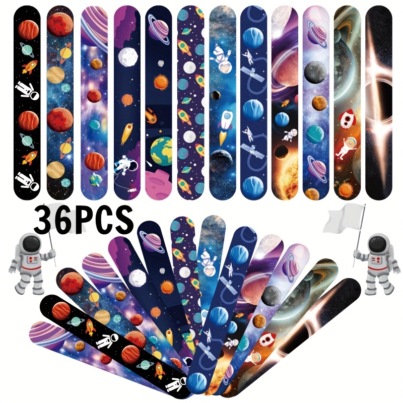 gift for her him 36pcs space slap bracelets space party gift bracelets   pattern bracelets party supplies suitable for birthday party decorations classroom rewards