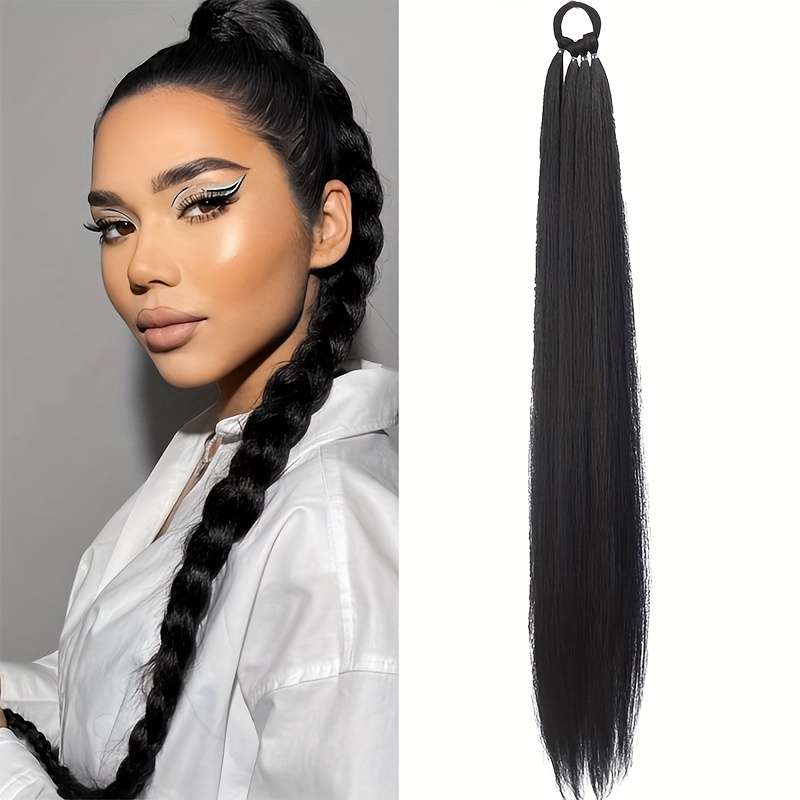 E-shop Geflochtene Pferdeschwanzverlängerung Synthetisch mit Haargummi Um Die Haare Geflochtene Verlängerung Schwanz Gummiband Haarring 28 Zoll