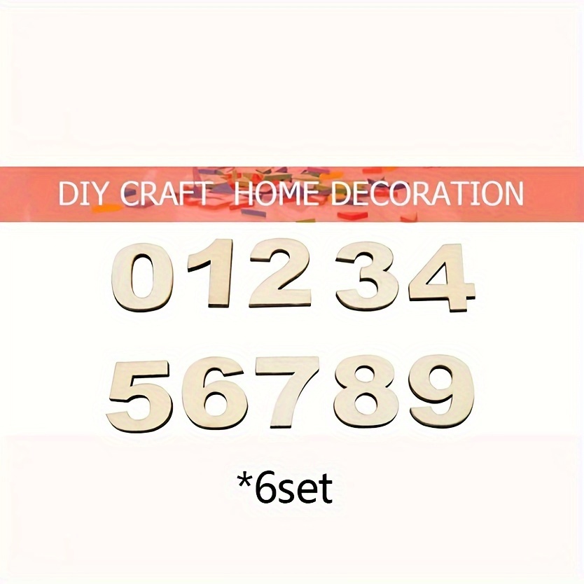 Image of 0-9 Adhesive Wooden Number Stickers *6 Sets