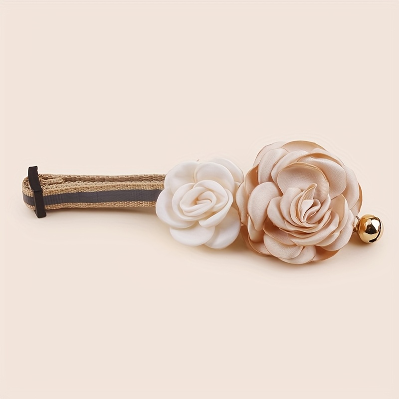 TEMU 1pz Elegante Accessorio per Collare di Poliestere con Rosa, Collare Regolabile con per