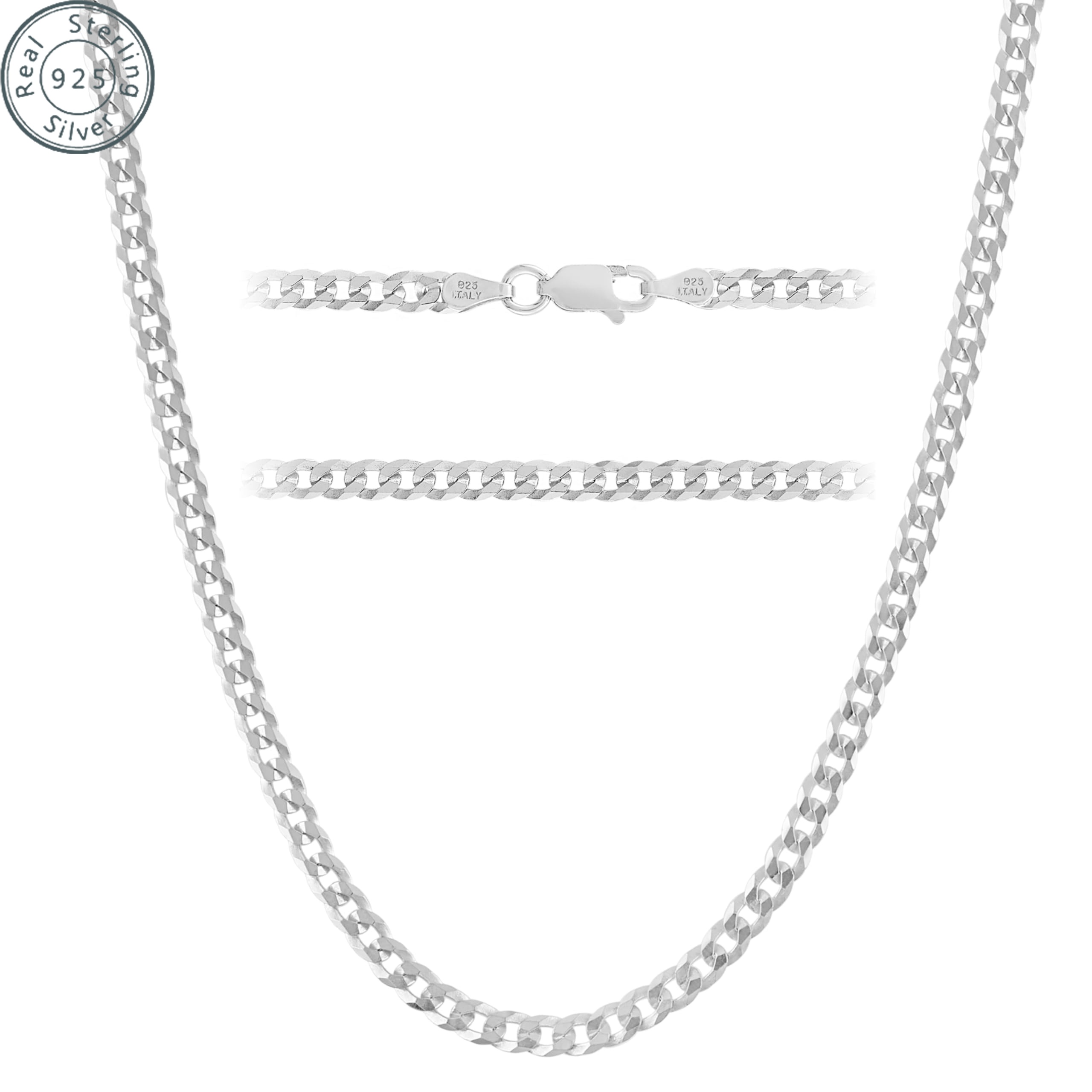 

925 Sterling Silver Italian 3.5mm Cuban Chain, Suitable For Men And Women's Necklaces, Suitable For Anniversaries, Birthdays, Holidays, For Men, Wives, , , And Daughters - Including Gift Boxes