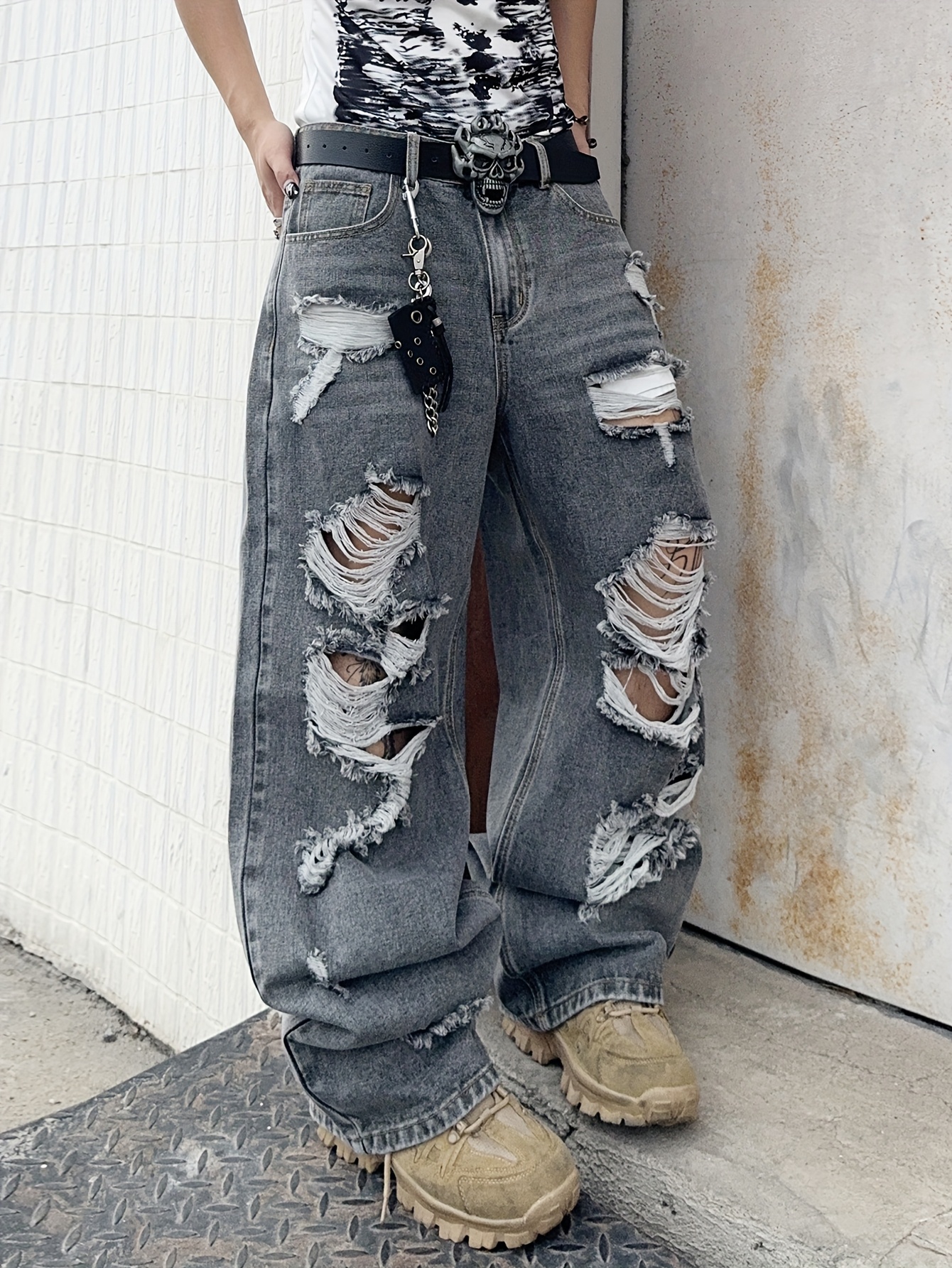 Produktbild von Baggy Jeans Damen High Waist Weite Jeans Damen Straight Leg Jeanshose Damen Lang Straight Leg Boyfriend Denim Hose Weites Bein Damenjeans Freizeithose Jogginghose Streetwear Jeans Hosen Für Frauen