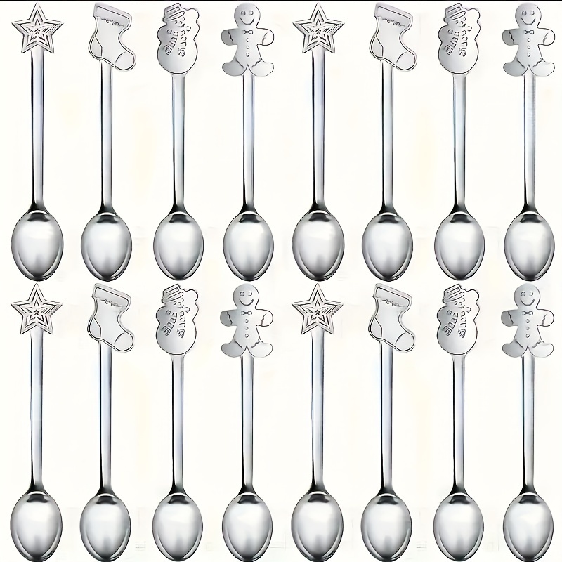 TEMU 16pcs Set Christmas Dessert , Stainless Steel , Dishwasher Safe, Kitchen & Restaurant Tableware, Christmas Party Supplies