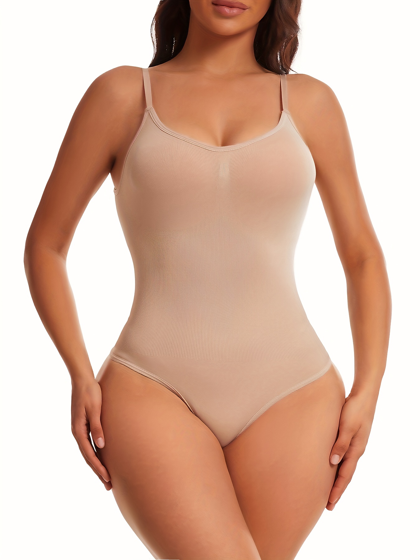 Seamless Shaping Bodysuit V Neck Backless Tummy Control - Temu Canada