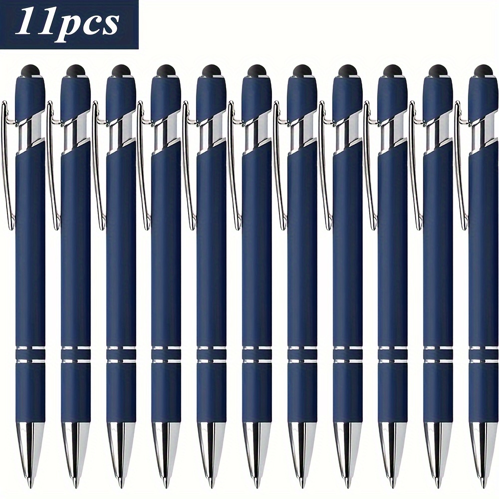 

11-pack Metal Retractable Ballpoint Pens With Stylus - Medium Point, Smooth For Precise Touchscreen , Suitable For 14+