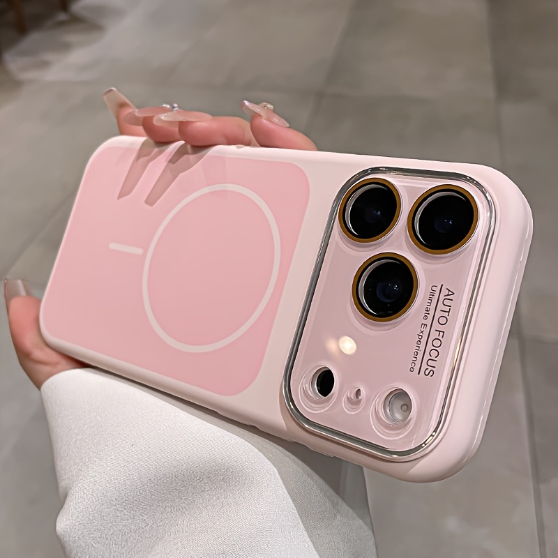 immagine dell'articolo custodia per telefono - cover lussuosa color block in silicone liquido, sensazione di pelle, ricarica wireless magnetica compatibile con iphone 17 pro max 17 pro 17 16 15 14 pro max, cover   per   in vetro  
