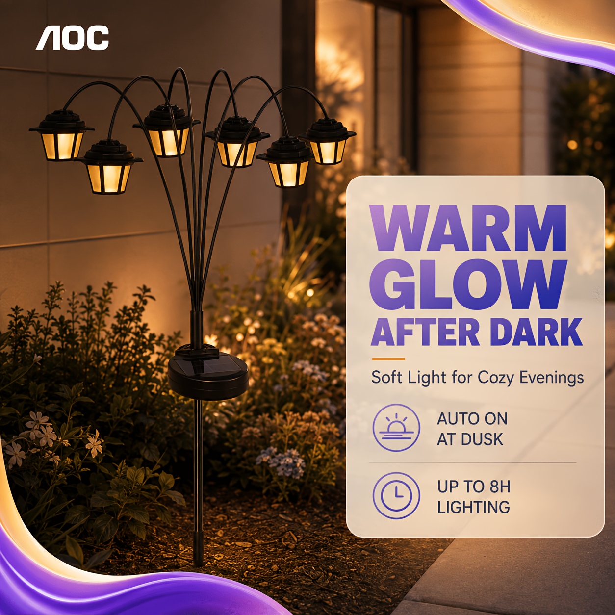 TEMU 4pcs/3pcs/1pc 6-head Solar Garden Lights Outdoor, Solar Garden Lights, Solar Lights Outdoor, Pathway Lights, 4- Solar Charging, Up To Lighting,