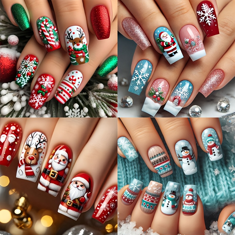 TEMU 96pcs Christmas On Press Nails, High-end Upgrade Detachable Wearable Nails