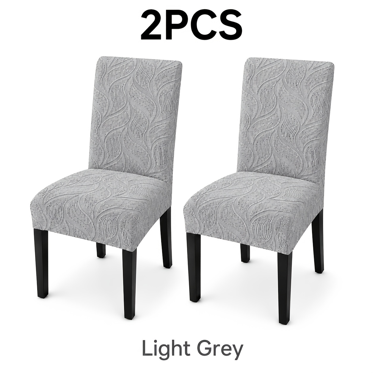 Image of 2-pack Elastic Dining Chair Covers, Jacquard Pattern, Removable Elastic, Suitable For Kitchen Dining Chairs, Modern Home Decor