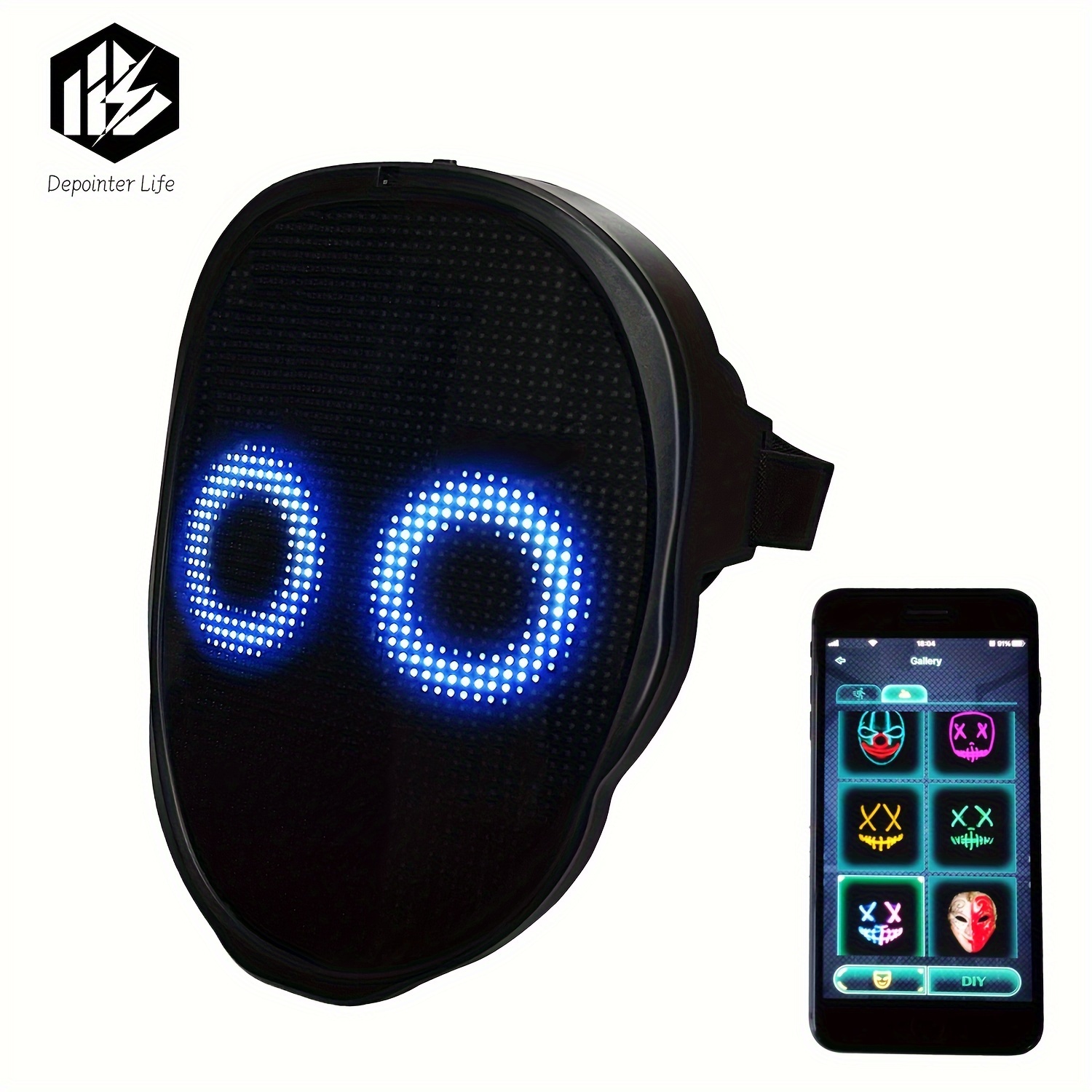 

Life Led Mask With App Controlled, Shining Mask, Lighted Face Transforming Mask, Led Light Up Halloween Mask For Adults
