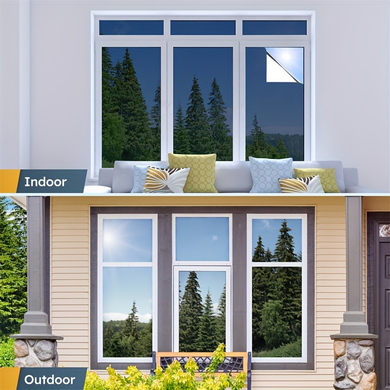 one way blue silvery window privacy film window tint home - Temu