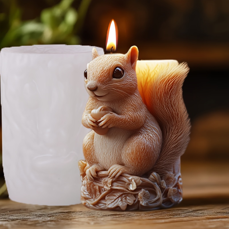 

Resin Casting Molds 3d Squirrel Cylindrical Candle Silicone Mold Diy Cylindrical Cute Squirrel Resin Mold Furniture Decoration Mold