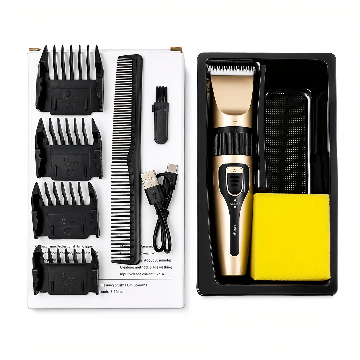 TEMU Multifunctional Men's Electric Hair Clipper, Wireless Hair Trimmer With Smart Display, Usb Rechargeable Home Haircutting Machine, Adjustable