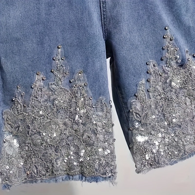 

New Silvery-gray Luxurious Heavy-duty Sequin Lace Flower Decoration Diy Denim Series Clothing Accessories